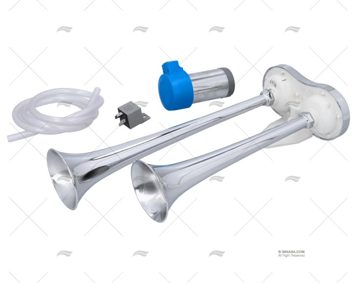 BUZINA 24V DUPLO C/COMPRESSOR PLÁSTICO.CROMADO MOLDURA