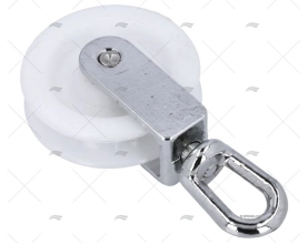 SWIVEL PULLEY IN BRASS 50mm NYLON SHEAVE