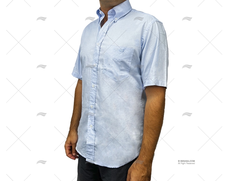 CHEMISE BLEU À MANCHES COURTES HOMME T-L