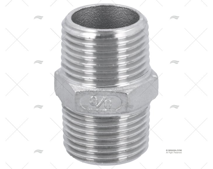 MAMELON DOUBLE MALE INOX 3/8"