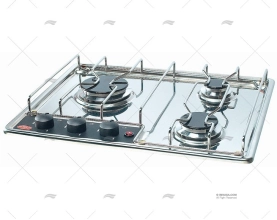 COOK TOP 3 BURNERS GAS 450x370mm S.S.
