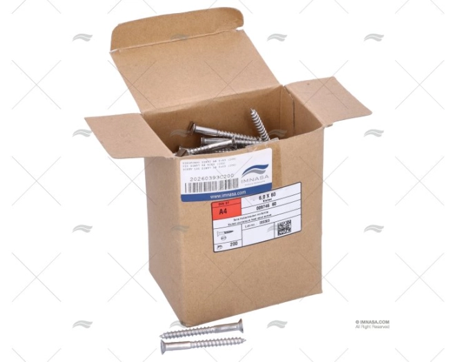 PARAFUSO PARA MADEIRA COM CABEÇA SEXTAVADA DIN97 A4 6x60 (200)