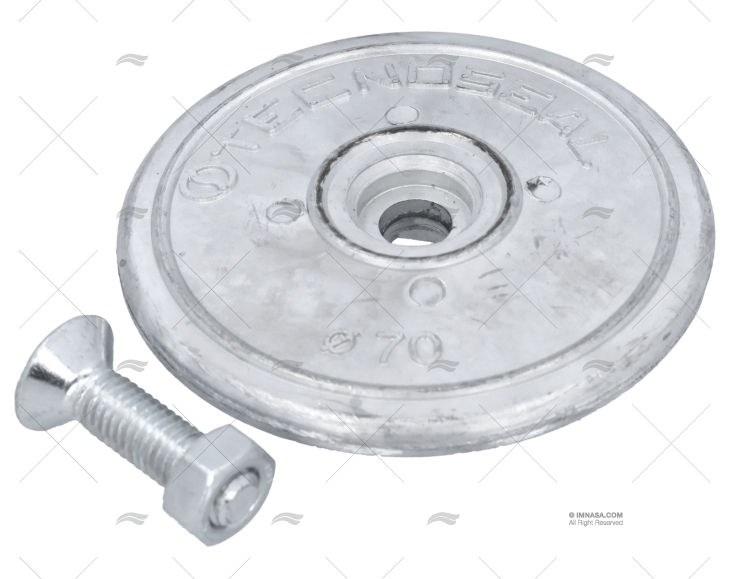 ÂNODO ZINCO DISCO  70mm DUPLO TECNOSEAL
