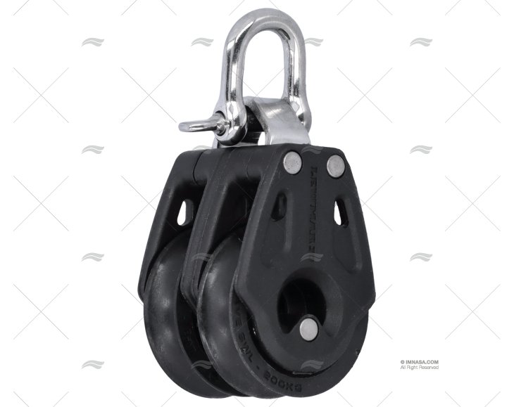 POLIA CONTROLO T/3 DUPLO PRETA LEWMAR
