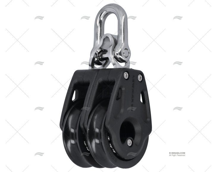 POLIA CONTROLO 40mm DUPLO PRETA LEWMAR