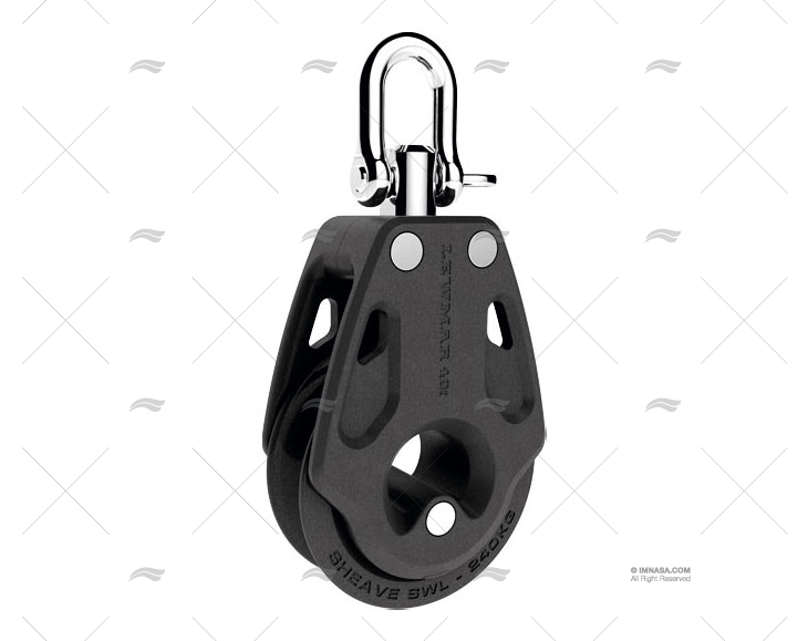 PULEGGIA SINGOLA DI CONTROLLO 30mm NERA LEWMAR