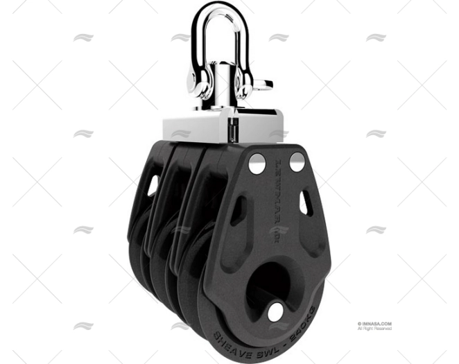 CONTROL PULLEY 30mm TRIPLE BLACK LEWMAR