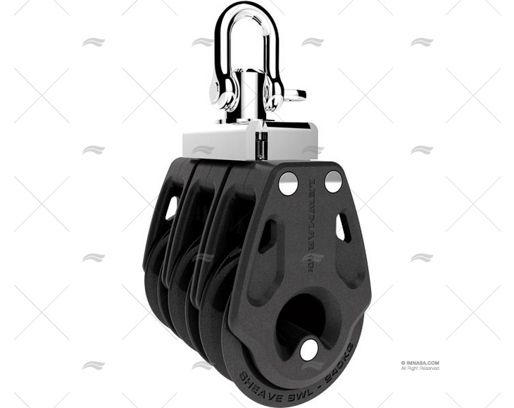 POLIA CONTROLO 30mm TRIPLO PRETO LEWMAR