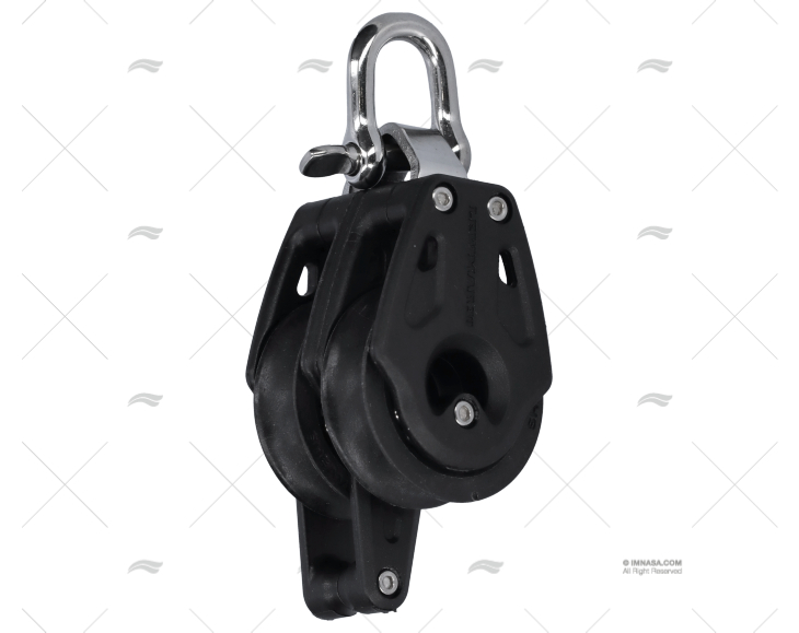 POLIA 30mm DUPLO COM FIXAÇÃO PRETA LEWMAR