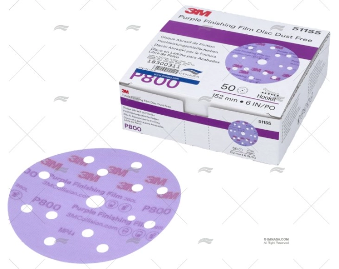 DISCO P 800 CARTA VETRATA 15 FORI.150mm. 50PZ 3M