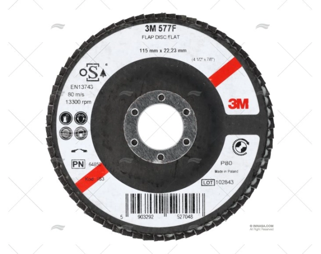 DISCO LAMELLARE 577F 115mm/PIATTO P80 10U 3M
