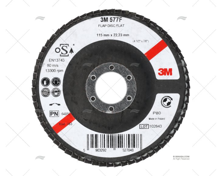 DISCO LÂMINAS 577F 115mm/PLANO P80 10U 3M